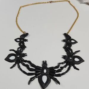 90s Spider Black and Gold Statement Necklace